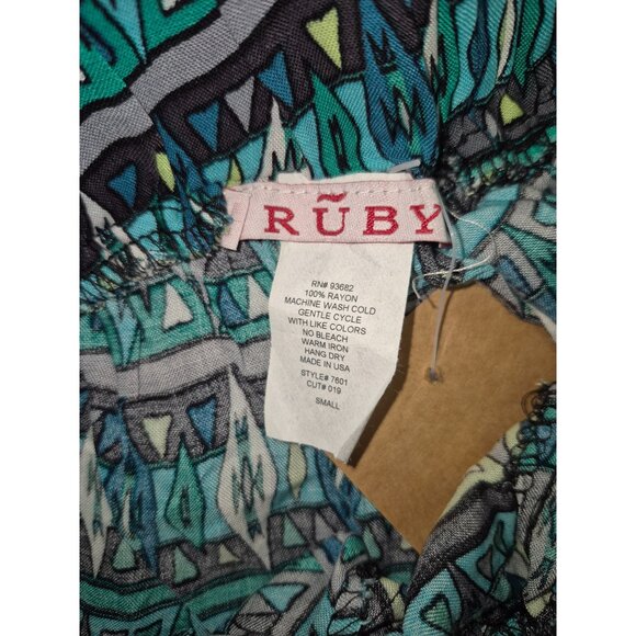 Women's Patterned Green & Blue‎ Shorts Small - Picture 3 of 5